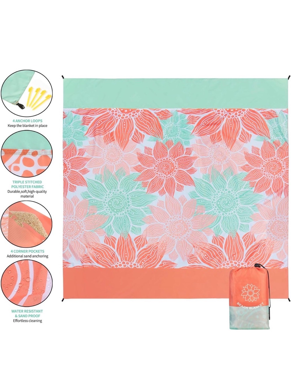Extra Large Sandproof Beach Blanket - Picture 2 of 8